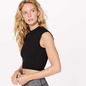 Lululemon Black Mock Neck Sleeveless Crop Top